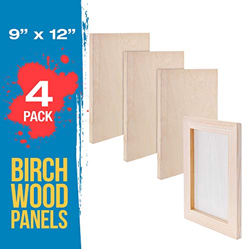 U.S. Art Supply 9 x 12 Birch Wood Paint Pouring Panel Boards, St...