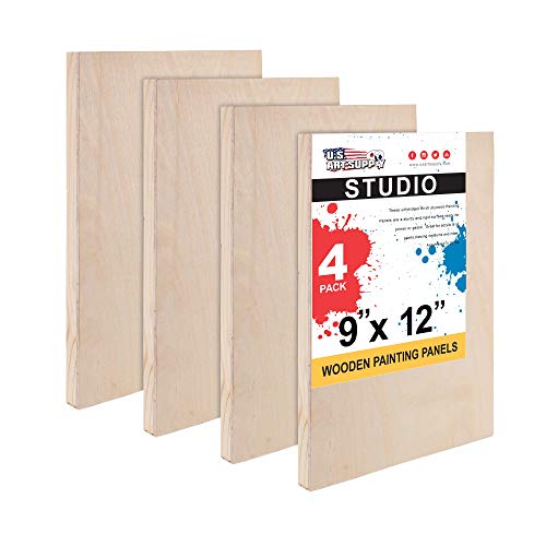 U.S. Art Supply 9 x 12 Birch Wood Paint Pouring Panel Boards, St...