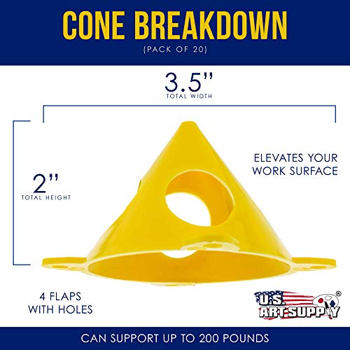 U.S. Art Supply Yellow Cone Canvas and Cabinet Door Risers - Acryl...