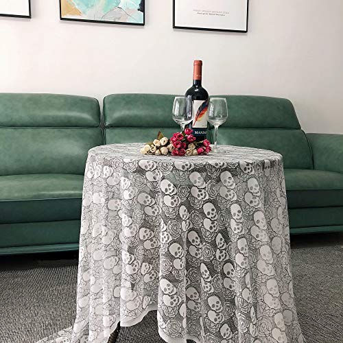 59x72 Inches Skull Lace Fabric-Cute Skull and Rose Pattern DIY lac...