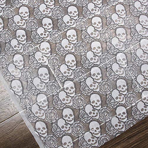 59x72 Inches Skull Lace Fabric-Cute Skull and Rose Pattern DIY lac...