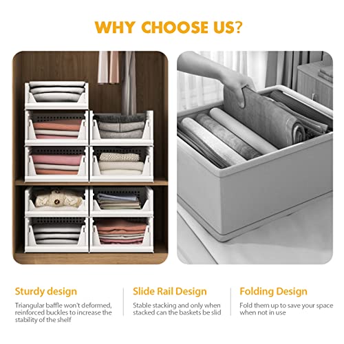 UAK 4 Pack Stackable Plastic Storage Basket for Closet Wardrobe Or...