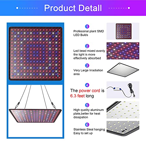 Uallhome 2 Pack LED Grow Light Panel 200W Lamp for Indoor Plants, ...