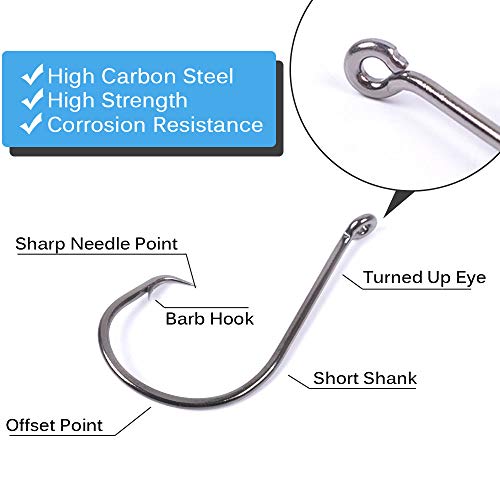 UCEC Circle Hooks Fishing Hooks 2X Strong Customized Offset Sport ...