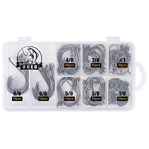 UCEC Circle Hooks Fishing Hooks 2X Strong Customized Offset Sport ...