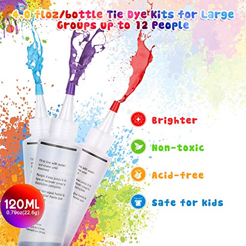 Ucradle 120ML Tie Dye Kit for Large Groups Party, 18 Colors One St...