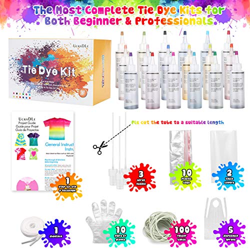 Ucradle 120ML Tie Dye Kit for Large Groups Party, 18 Colors One St...