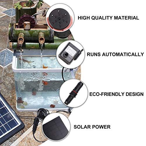 UEETEK 1.2W 7V 180L/H Solar Power Water Pump Garden Fountain Subme...