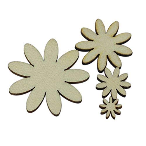UEETEK 50pcs New assorted Group Unfinished Wooden Crafts Wood Shap...