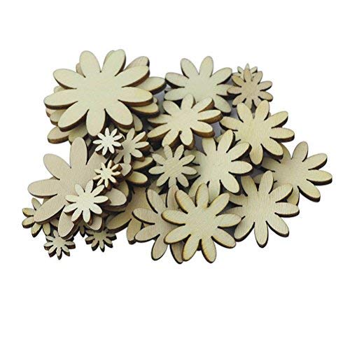 UEETEK 50pcs New assorted Group Unfinished Wooden Crafts Wood Shap...