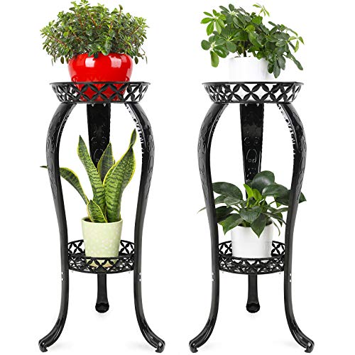 Ufine 2 Tier Metal Plant Stand Indoor Outdoor Iron Art Flower Pot ...