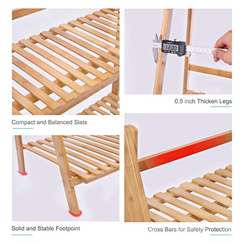 Ufine Bamboo Ladder Plant Stand 3 Tier Foldable Flower Pot Display...