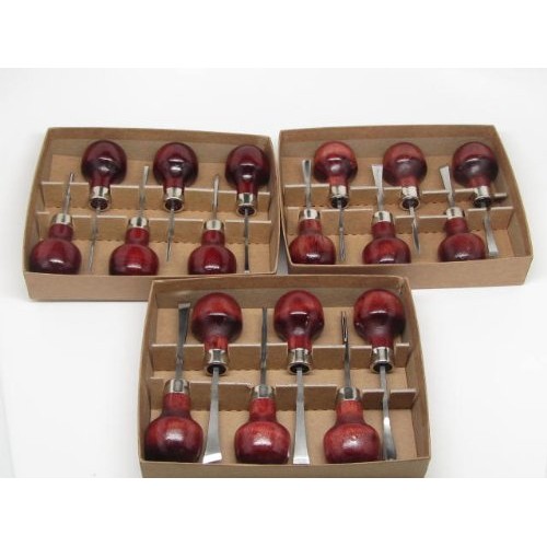 18pc Woodcarving Tools mith Palm Gouges Chisels Parting Veiner...