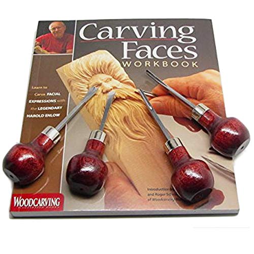 Enlow Carving Faces Workbook & 4pc Woodcarving Tool Set Customized...
