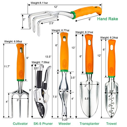 UKOKE Garden Tool Set, 12 Piece Aluminum Hand Tool Kit, Garden Can...