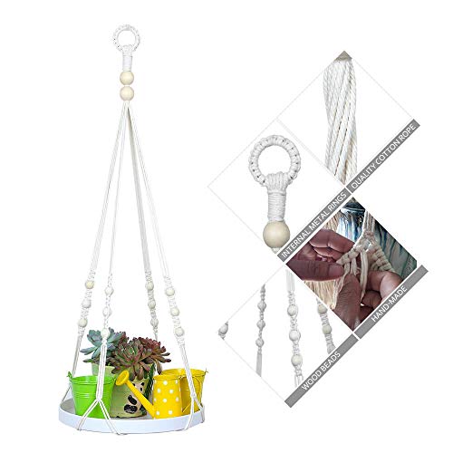 UL Macrame Planter Hanger with Large Tray 100% Handmade Wall Hangi...