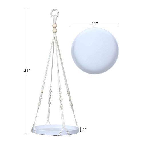 UL Macrame Planter Hanger with Large Tray 100% Handmade Wall Hangi...
