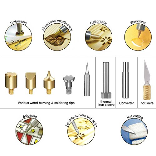 37 PCS Wood Burning Kit, Pyrography Pen Soldering Iron Wood Tool a...