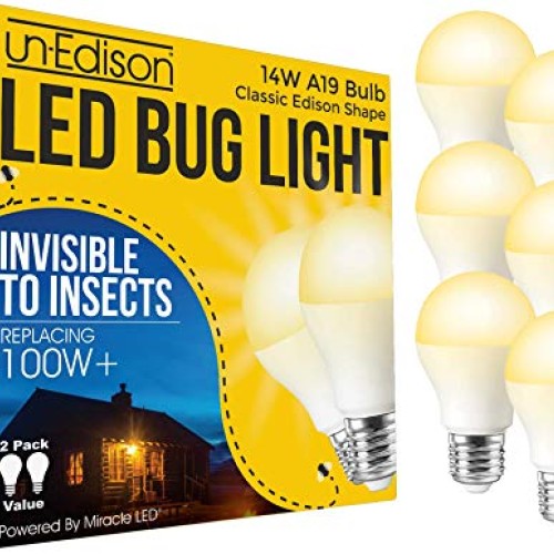 Un-Edison A19 14W LED Bug Light Yellow Spectrum E26 Pest Control B...