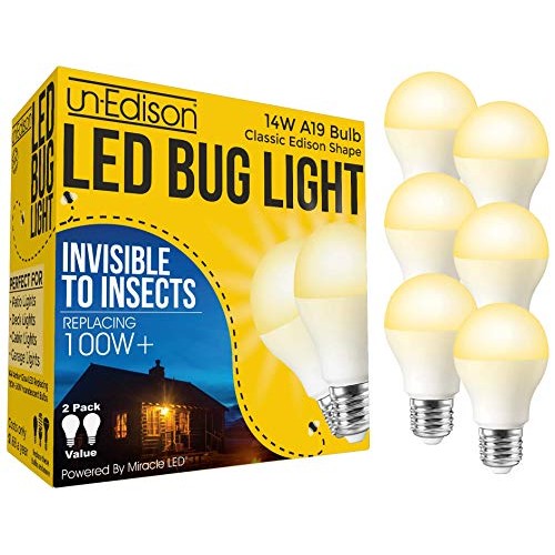 Un-Edison A19 14W LED Bug Light Yellow Spectrum E26 Pest Control B...