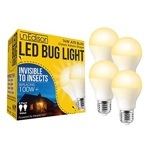 Un-Edison A19 14W LED Bug Light Yellow Spectrum E26 Pest Control B...