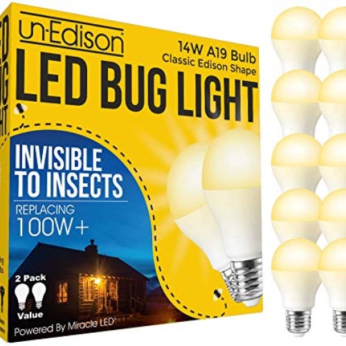 Un-Edison A19 14W LED Bug Light Yellow Spectrum E26 Pest Control B...