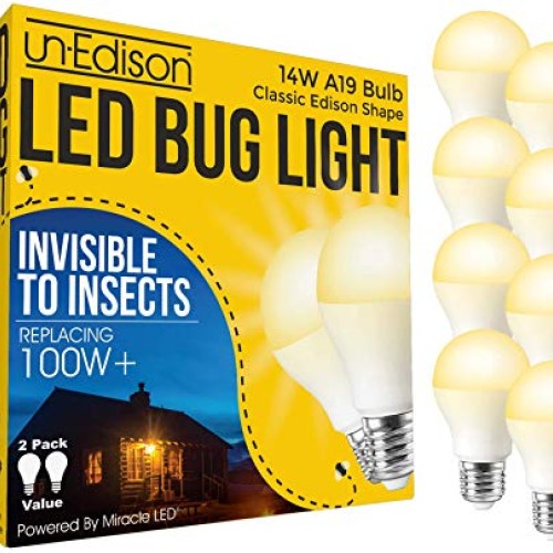 Un-Edison A19 14W LED Bug Light Yellow Spectrum E26 Pest Control B...