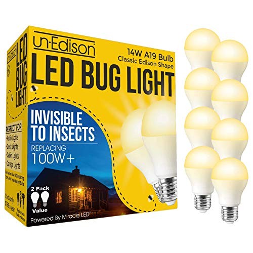 Un-Edison A19 14W LED Bug Light Yellow Spectrum E26 Pest Control B...