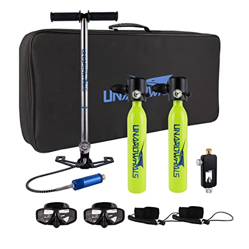 UNAROWHALS NS3000C Mini Scuba Gear with 2*0.5L Portable Diving Tan...