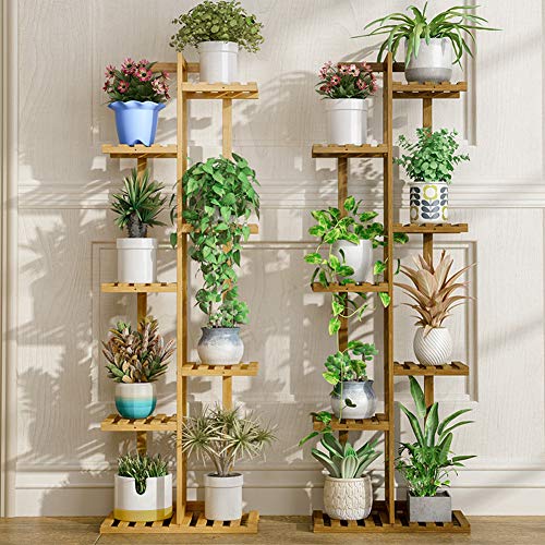 Small 19.7-inch Height Bamboo 3 Tier 4 Flowerpots Plant Stand ...