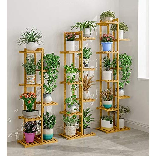 Small 19.7-inch Height Bamboo 3 Tier 4 Flowerpots Plant Stand ...