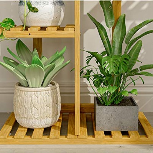 Small 19.7-inch Height Bamboo 3 Tier 4 Flowerpots Plant Stand ...