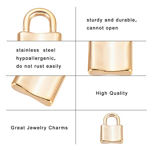 UNICRAFTALE 10pcs 22mm Golden Padlock Charms 304 Stainless Steel P...