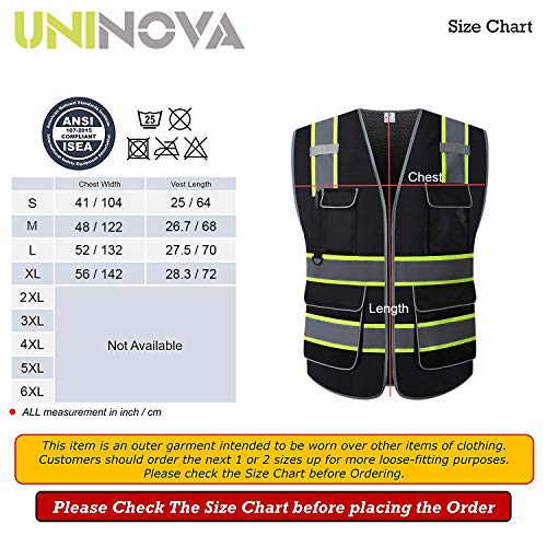 UNINOVA High Visibility Safety Vest - Multi Pockets Reflective Mes...