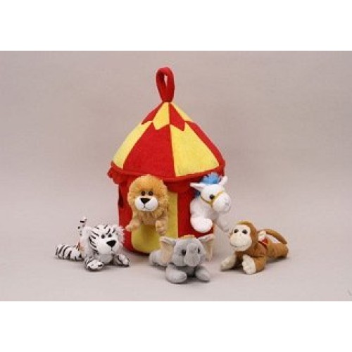 Plush Circus Animal House with Animals - Five 5 Stuffed Circus A...
