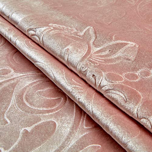 Unique Quality Fabrics Embossed Velvet Scroll Fabric, Blush, Fabri...