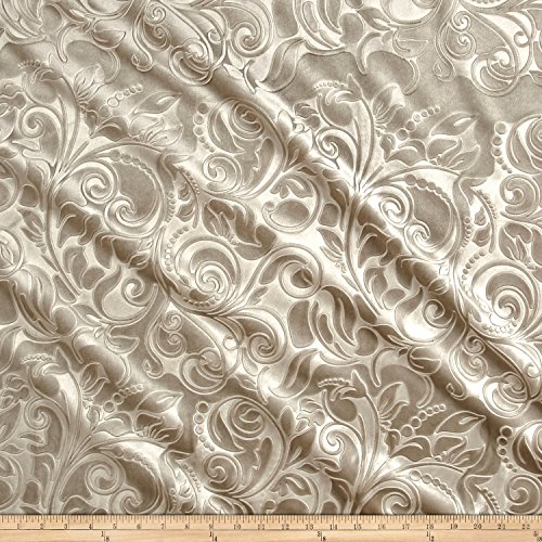Unique Quality Fabrics Embossed Velvet Scroll Sand Fabric By The Yard