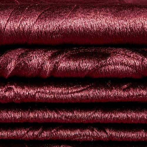 Unique Quality Fabrics Embossed Velvet Scroll, Yard, Burdy