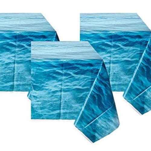 Ocean Waves Plastic Tablecloth, 108 x 54 3 pack