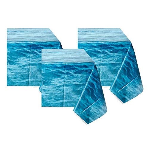 Ocean Waves Plastic Tablecloth, 108 x 54 3 pack