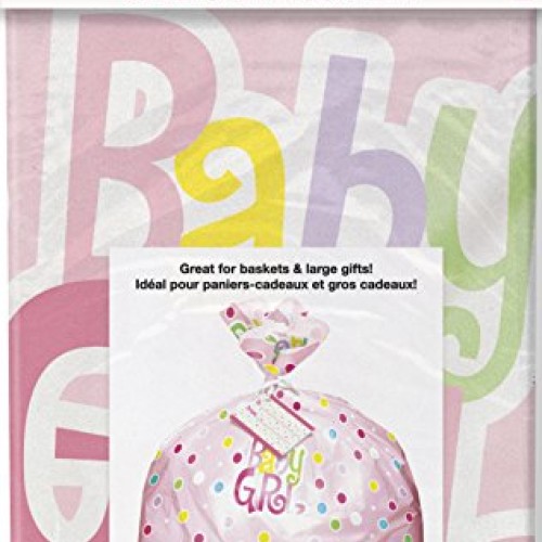 Unique Jumbo Plastic Pink Polka Dot Girl Baby Shower Gift Bag, Mul...