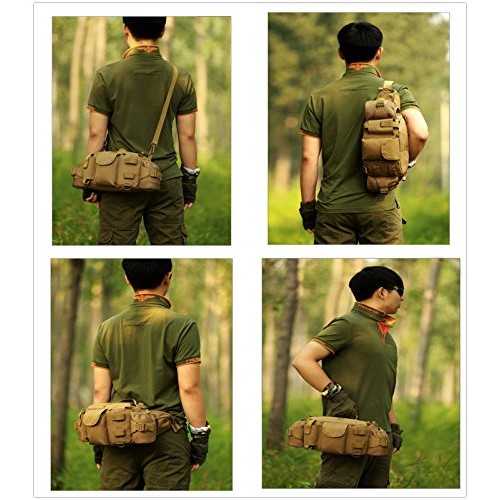 UNISTRENGH Tactical Waist Pack Bag with 2-Water Bottle Pocket Hold...