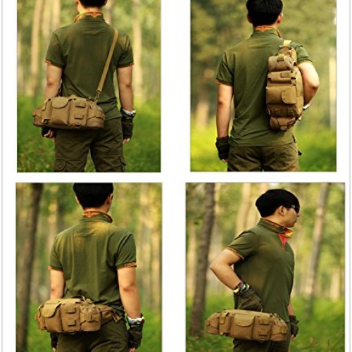 UNISTRENGH Tactical Waist Pack Bag with 2-Water Bottle Pocket Hold...