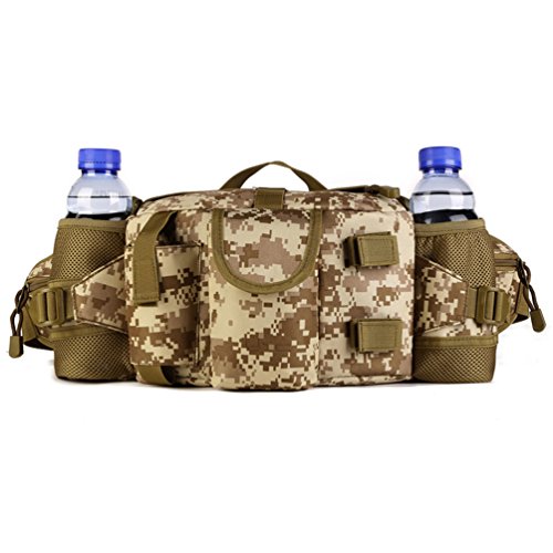 UNISTRENGH Tactical Waist Pack Bag with 2-Water Bottle Pocket Hold...