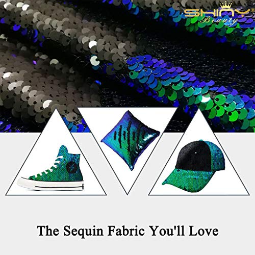 3 Feet 1 Yard Mermaid Flip Up Sequin Shiny Iridescent Grey&Blue On...