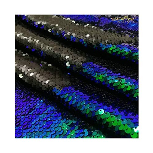 3 Feet 1 Yard Mermaid Flip Up Sequin Shiny Iridescent Grey&Blue On...