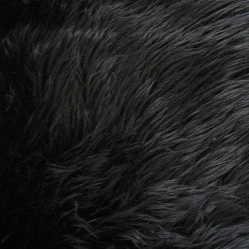 Black Luxury Long Pile Faux Shag Fur Fabric - Sold by The Yard - 60
