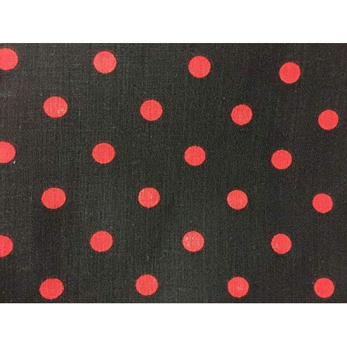Black Red Small Polka Dot Poly Cotton Fabric - Sold By The Yard - ...