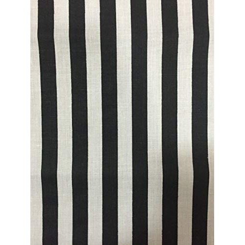 Black White Half Inch Striped Poly Cotton Fabric - Sold By The Yar...
