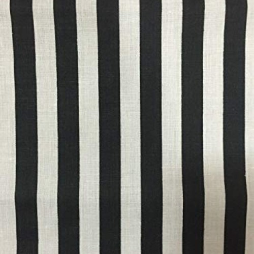 Black White Half Inch Striped Poly Cotton Fabric - Sold By The Yar...